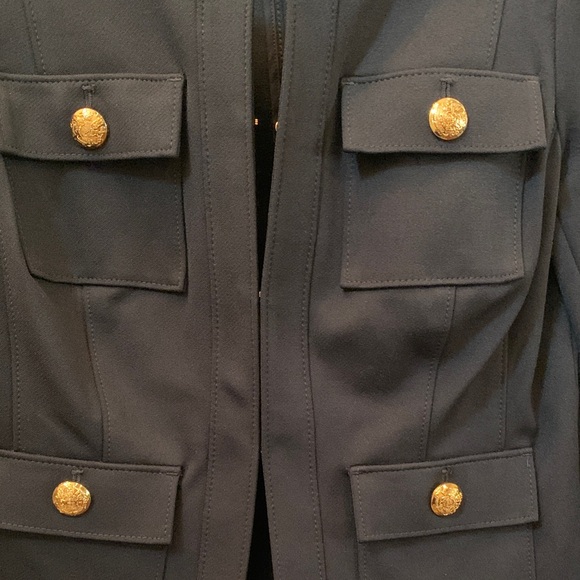 White House Black Market Elegant Black Blazer with Gold Accents - Picture 5 of 9